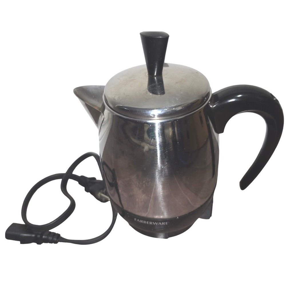 Farberware FCP240 Electric Coffee Percolator 2-4 Cup Stainless Silver Black